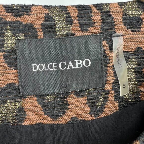 Dolce Cabo Leopard Print Long Coat – Brown/Gold – Size S - Picture 9 of 14